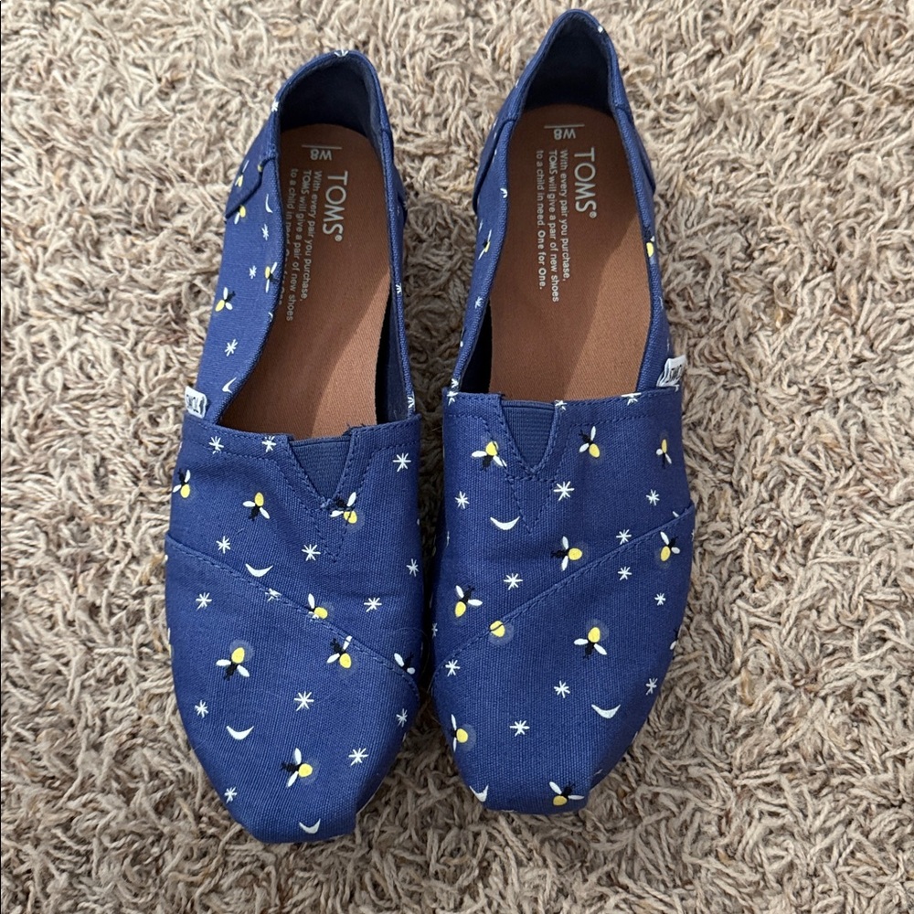TOMS Navy Slip-Ons with Glow in the Dark Fireflys